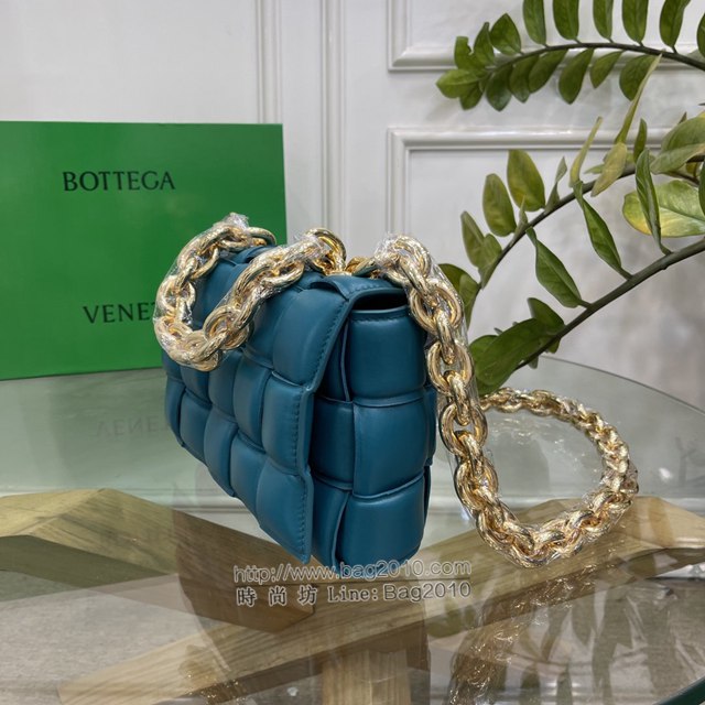 Bottega veneta高端女包 96008野鴨綠 寶緹嘉新款枕頭鏈條包 BV經典款單肩斜挎手提女包  gxz1231